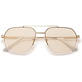 SOJOS Trendy Aviator Sunglasses Mens Womens Retro Double Bridge Metal Frame Semi-Rimless Shades SJ1191
