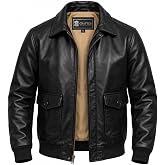Crafter Men's Classic A2 Aviator WWII Flying Tiger Leather Jacket - Pilot Bomber Leather Jacket With Shirt Collar For Men