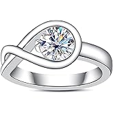 AimiIee Moissanite Engagement Ring 1CT D Color VVS1 Clarity 925 Sterling Silver Moissanite Infinity Twisted Promise Anniversary Wedding Rings for Women with Certificate