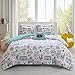 Comfort Spaces Paco 3 Piece XL/Twin Comforter Set Kitty Cat Paris Eiffel Tower Cute Print for Toddler Kids Boys Girls All Season Down Alternative, Aqua