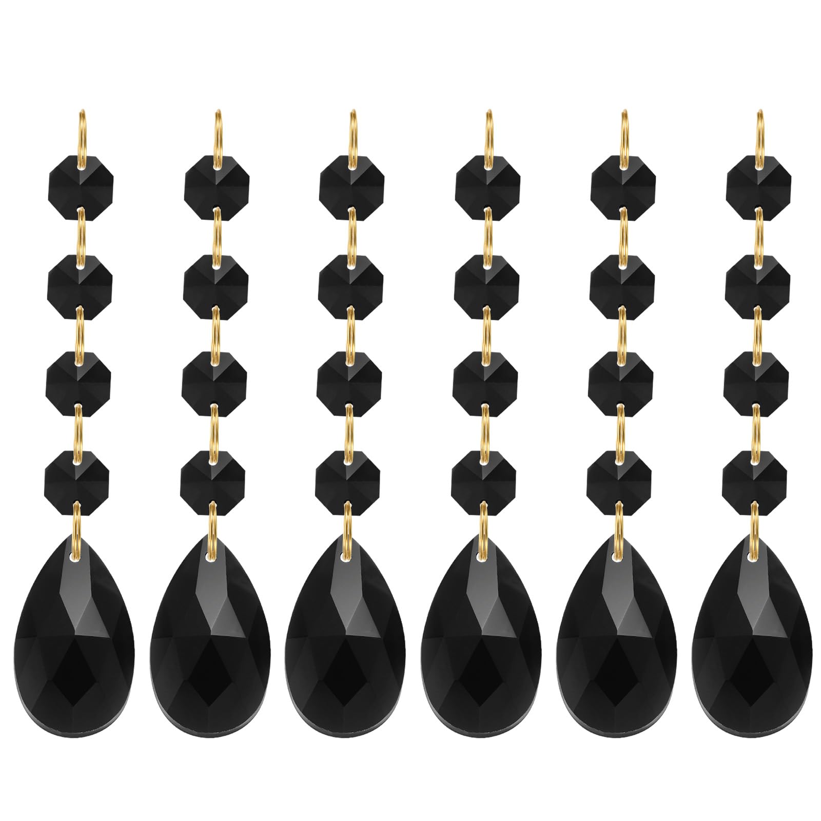 PATIKIL Teardrop Crystal Chandelier Pendants Beads, 6 Pack 120mm Length 38mm Chandelier Prisms Parts Ornaments Hanging Beads for DIY Arts Crafts Decoration, Black