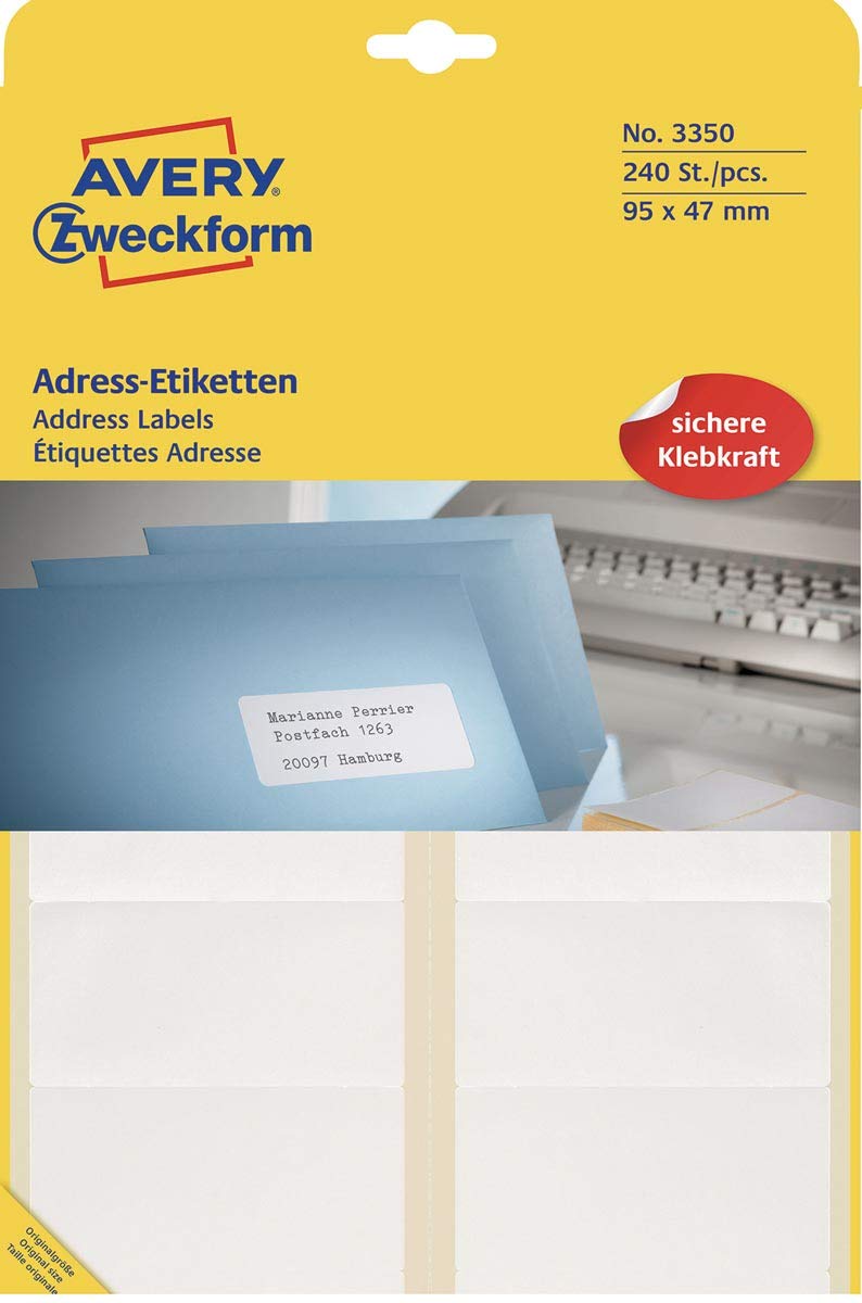 Avery Zweckform Address Labels 95x47 mm 240 Labels White