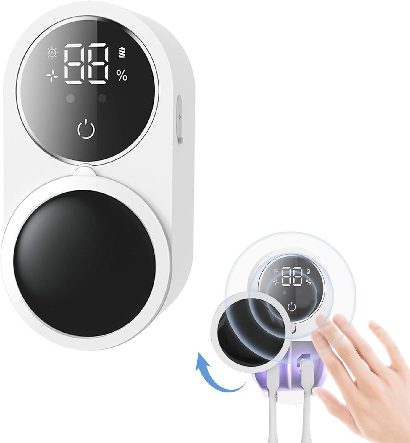 UV Toothbrush Sanitizer Case, Electric Toothbrush Sanitizer and Holder, Rechargeable Bathroom Toothbrush Holder Wall Mounted for Travel and Family Use