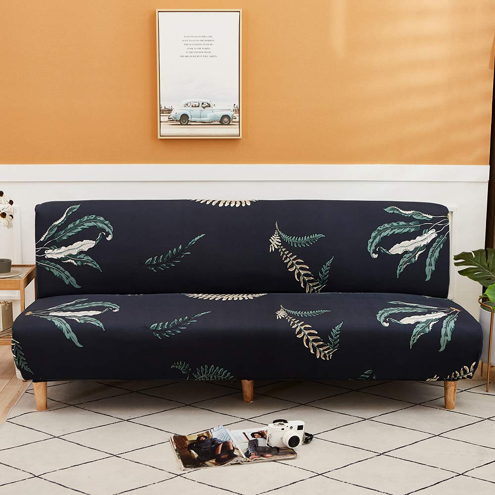 Mingfuxin Armless Sofa Bed Cover, Spandex Stretch Futon Slipcover Protector, Non-Slip Elastic Folding Couch Sofa Shield Fits for 2-3 Seater Folding Sofa Bed without Armrests (Printed #3110)