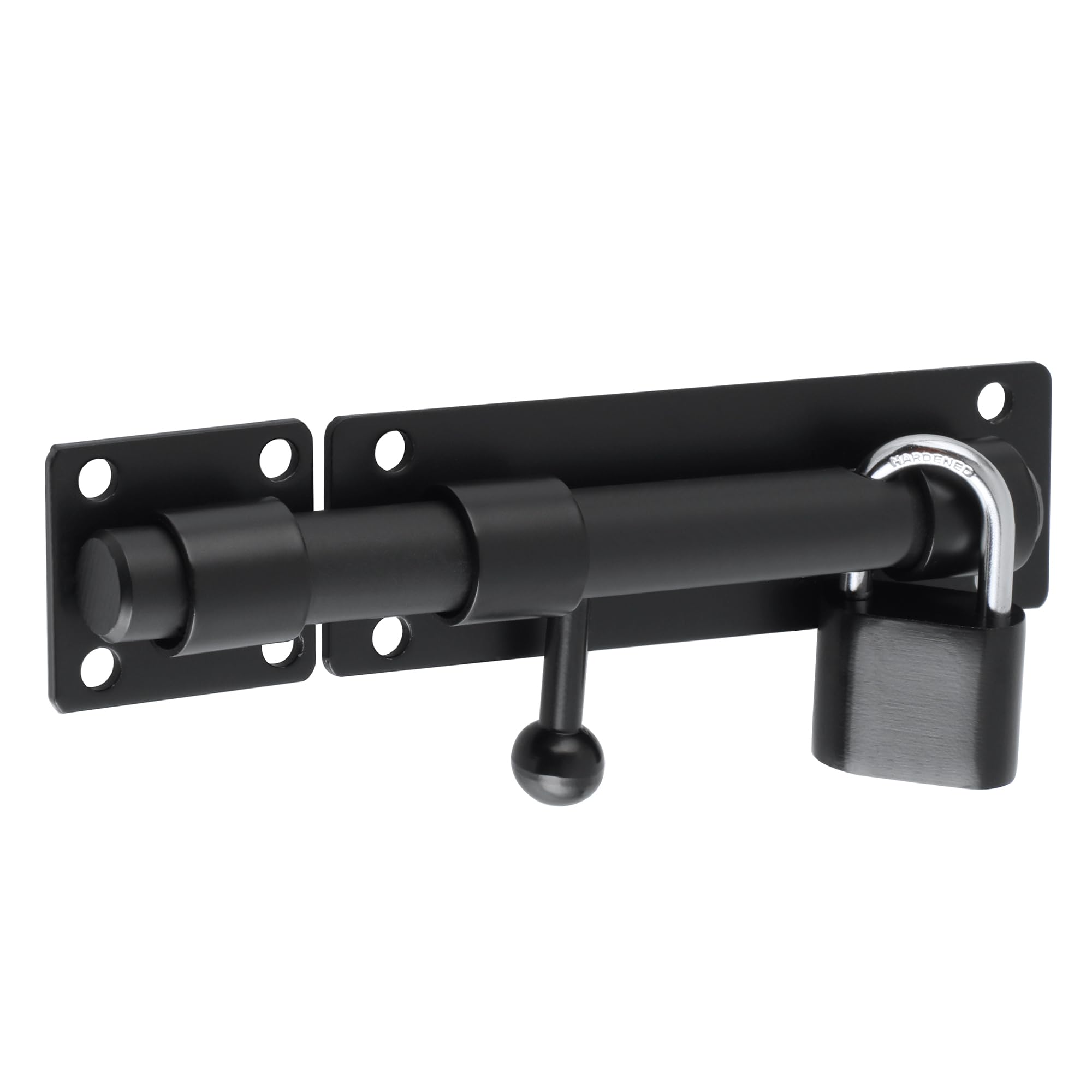 SAYAYO Slide Gate Latch Bolt Safety Door Lock with Padlock & 4 Keys Heavy Duty Solid SUS304 Stainless Steel Matte Black, 150MM Length, 16MM Dia Bar, EMST8060-B — image 1