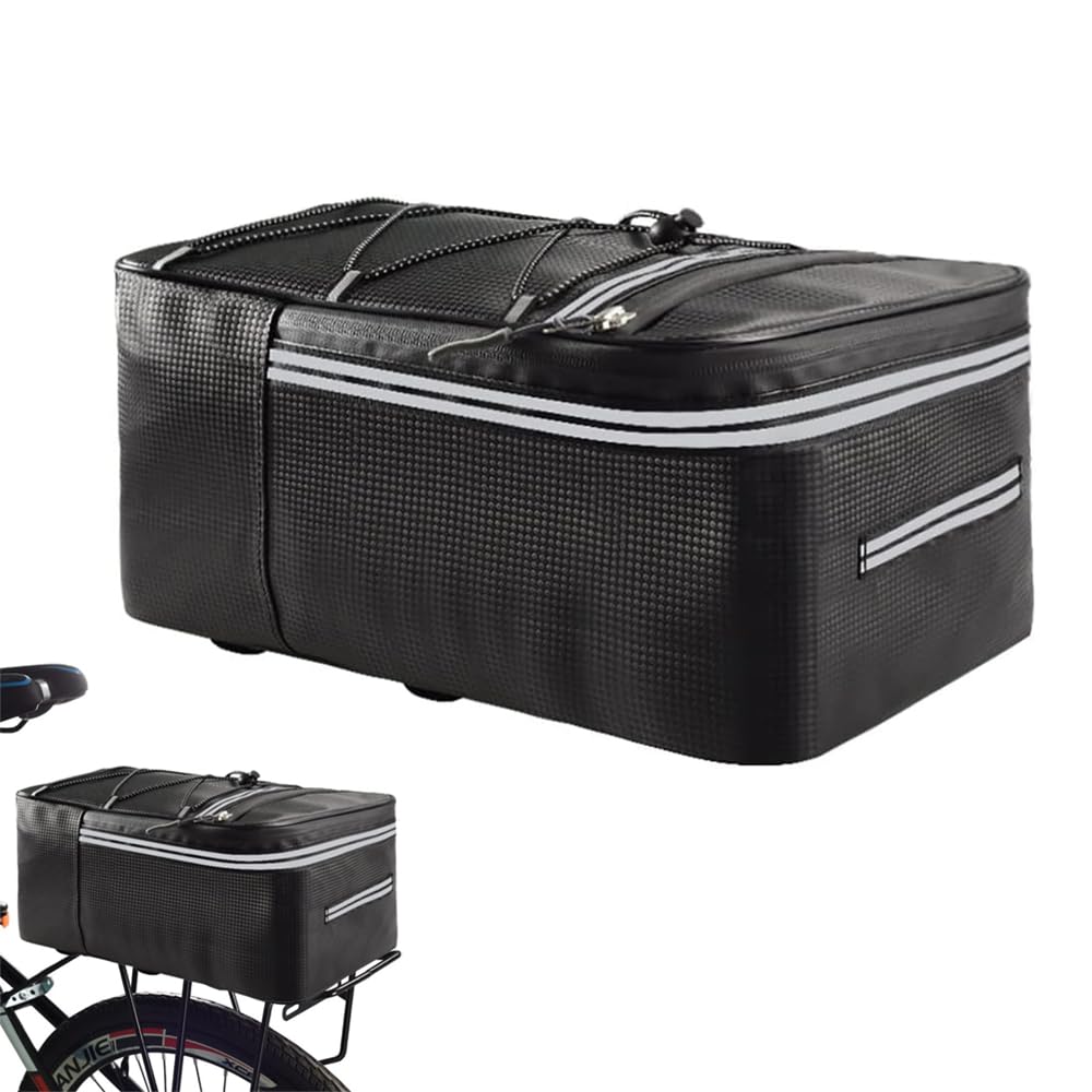 TTBDDM Bicycle Pannier Rack Bag, Bicycle Rear Bag with Reflective Strips and Waterproof Zip, for Bicycle Transport Items, 12 L