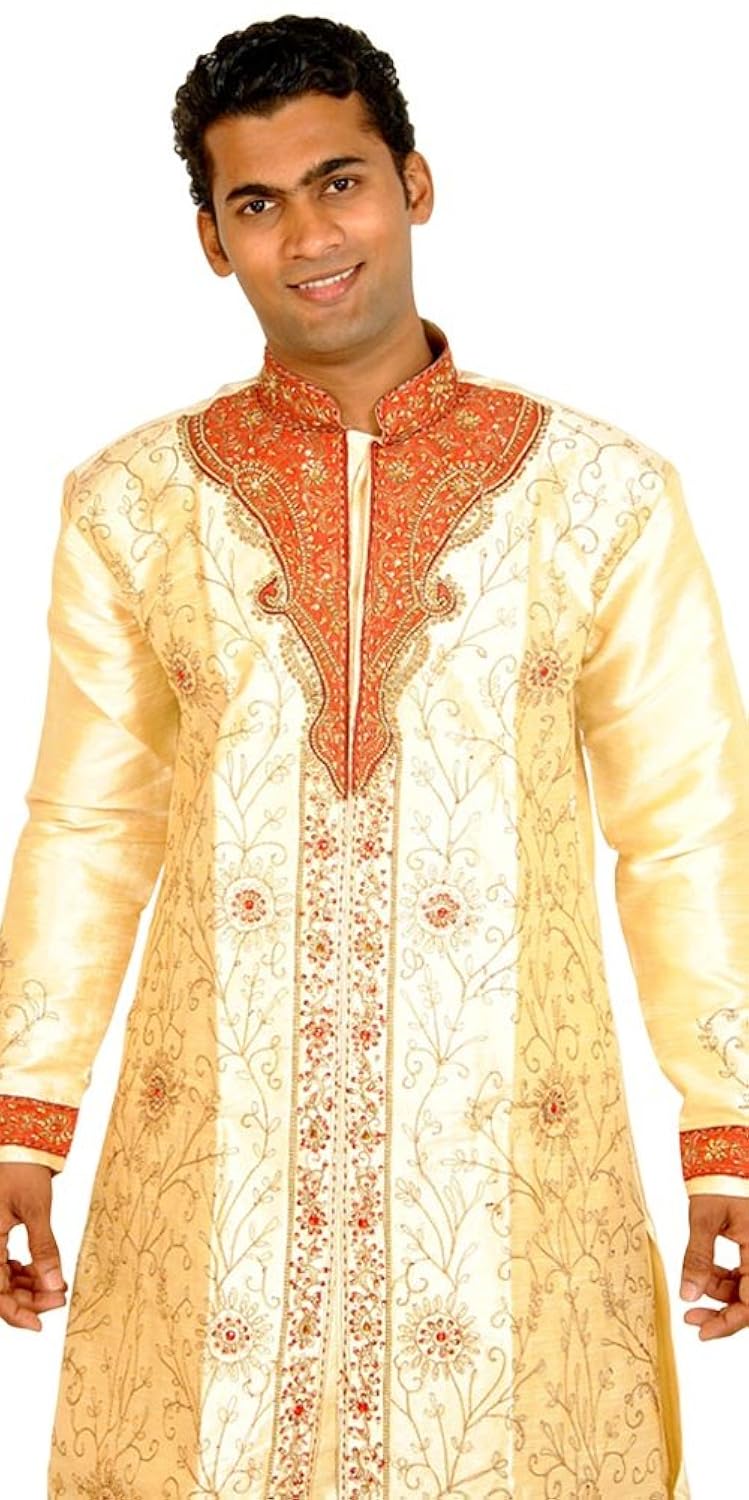 apparelsonline men's dupion silk sherwani