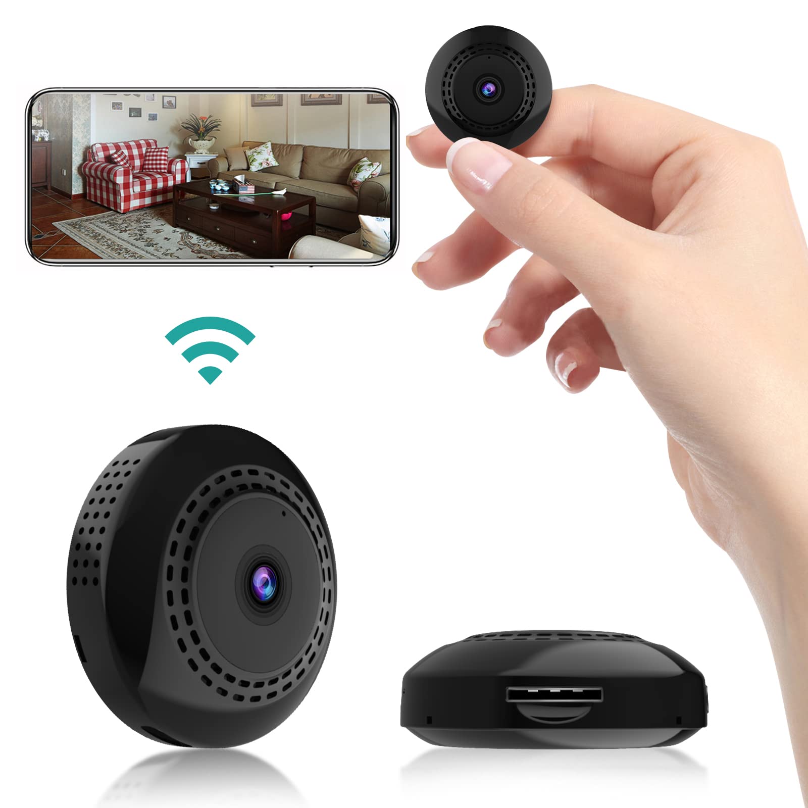 Photo 1 of Mini Spy Camera WiFi Hidden Cameras for Home Security Wireless Surveillance with Video 1080P Small Portable Nanny Cam with Phone App, Motion Detection, Night Vision for Indoor Outdoor Small Camera