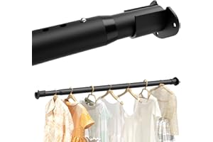 MIUVIBENI Closet Rods for Hanging Clothes, 16.5 to 65 Inches Adjustable Metal Closet Rod, Heavy Duty Clothes Hanging Rod for Closet Wardrobes Laundry