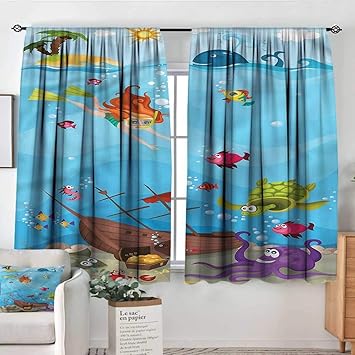 Amazon Com Kids Room Darkening Curtains Under The Sea Theme