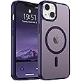 SUPFINE Magnetic for iPhone 14 Case & iPhone 13 Case (Compatible with MagSafe)(10 FT Military Grade Drop Protection) Slim Translucent Matte Shockproof Phone Cover,Dark Purple