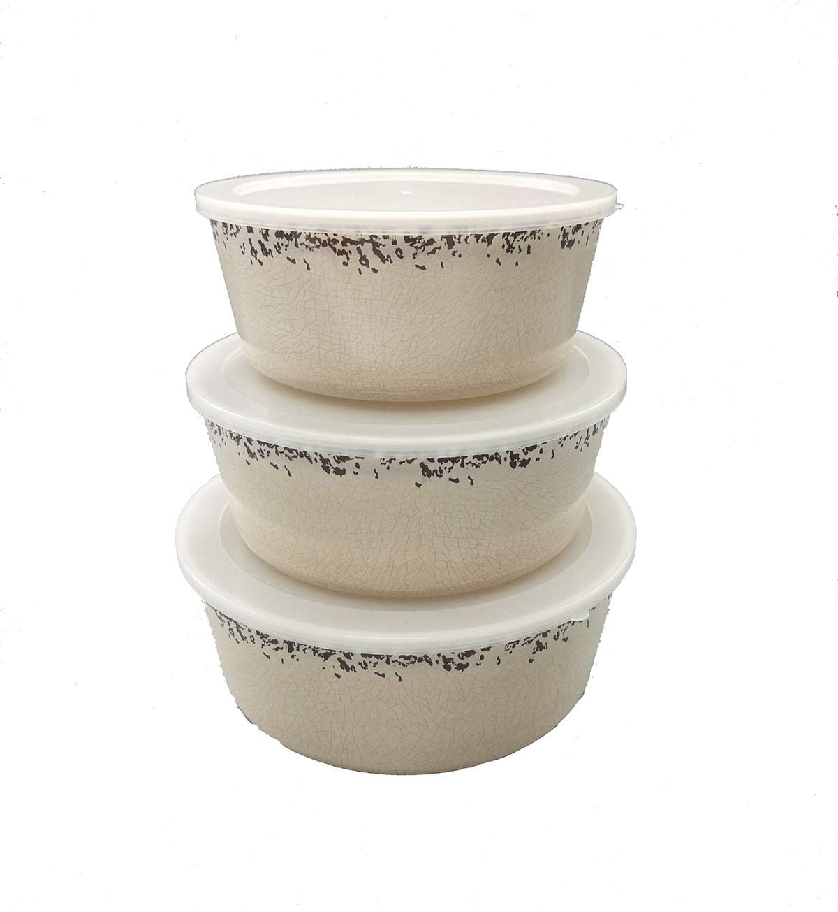 Gourmet Art Crackle Melamine Bowl 3 Pcs set serving bowls with lids Bowl Set for