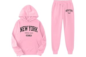 Bwaydeg New York Kids 2 Piece Outfits Girls Casual Sweatsuit Sets Letter Painted Pullover Hoodie & Sweatpants Clothes Set