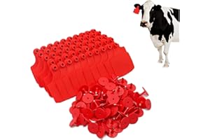 PAULOZYN 4.1” L×3.5”W Livestock Ear Tags Big Blank 100PCS Identification TPU Precision Tags for Cattle Cows Pigs Hog Goats Sheep Calf Animal (Red)