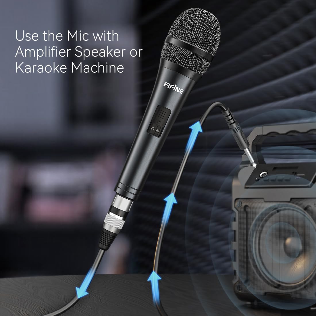 Fifine Karaoke Microphone, Dynamic Vocal Microphone for Speaker, 6.35MM Wired Handheld Mic with On and Off Switch and 14.8ft Detachable Cable-K6