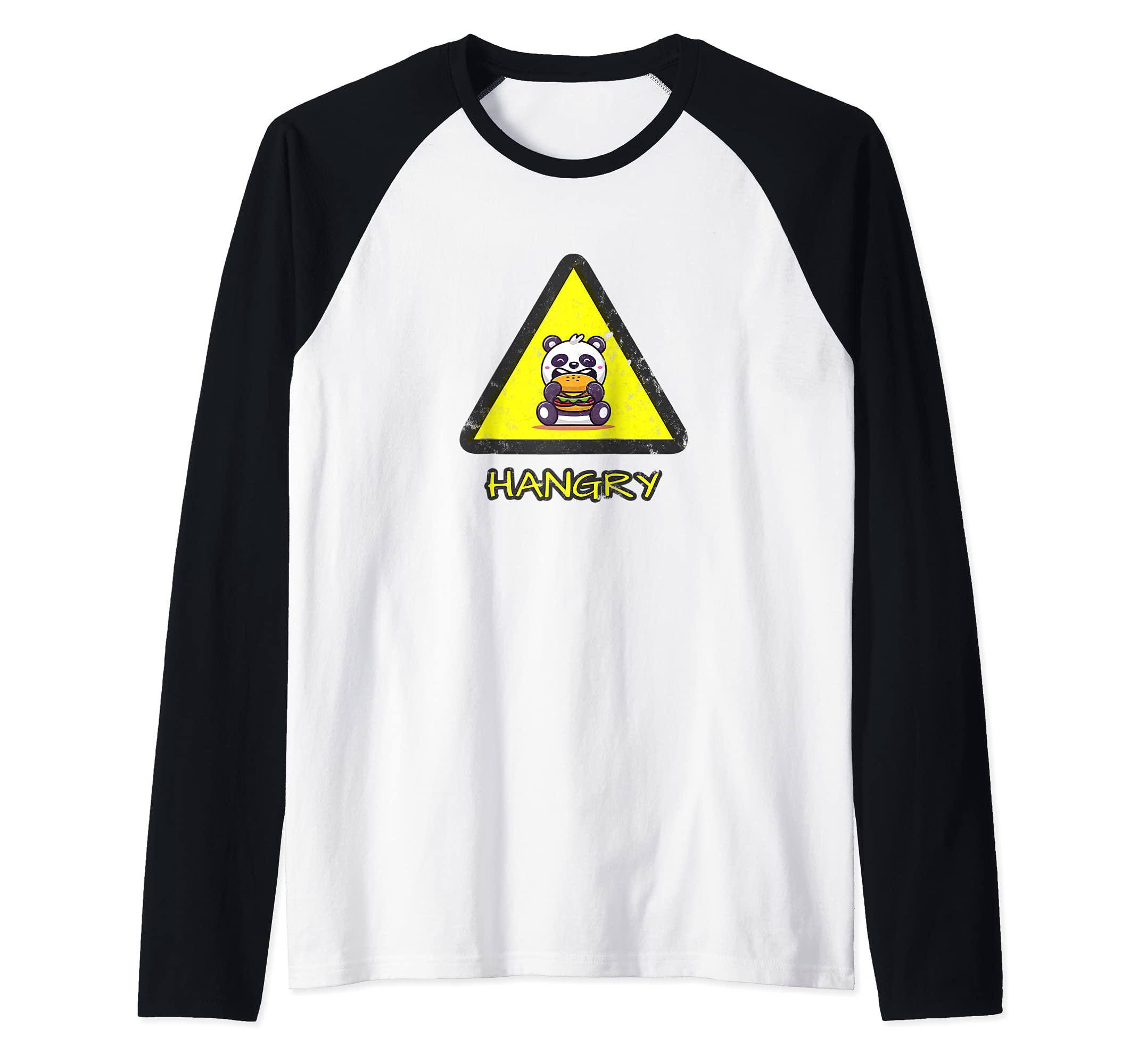 Cute Panda Hangry - Caution Raglan Baseball Tee