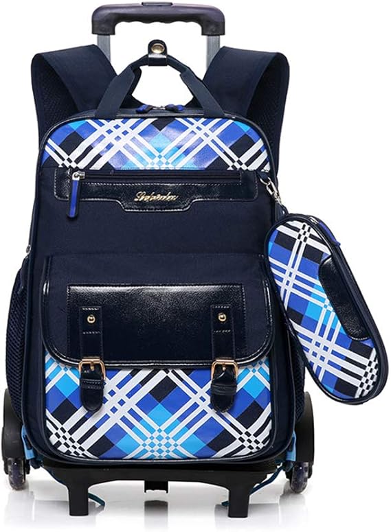 Detachable Rolling Backpacks Wheeled Backpack School bag with Pencil