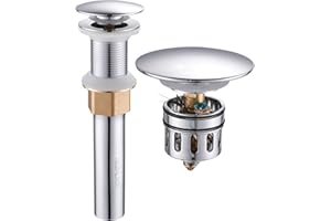 Bathroom Sink Drain, Vessel Sink Pop Up Drain With Detachable Basket Stopper,Anti-Explosion And Anti-Clogging Drain Strainer, Sink Drain Assembly Without Overflow Polished Chrome, REGALMIX RWF082A