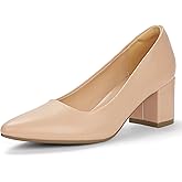 IDIFU Women's Pumps Closed Toe Low Chunky Block Heels Dress Shoes for Women Office Work Business Wedding Prom Shoes Trendy Comfortable Pointed Toe Short Thick Heels Pumps