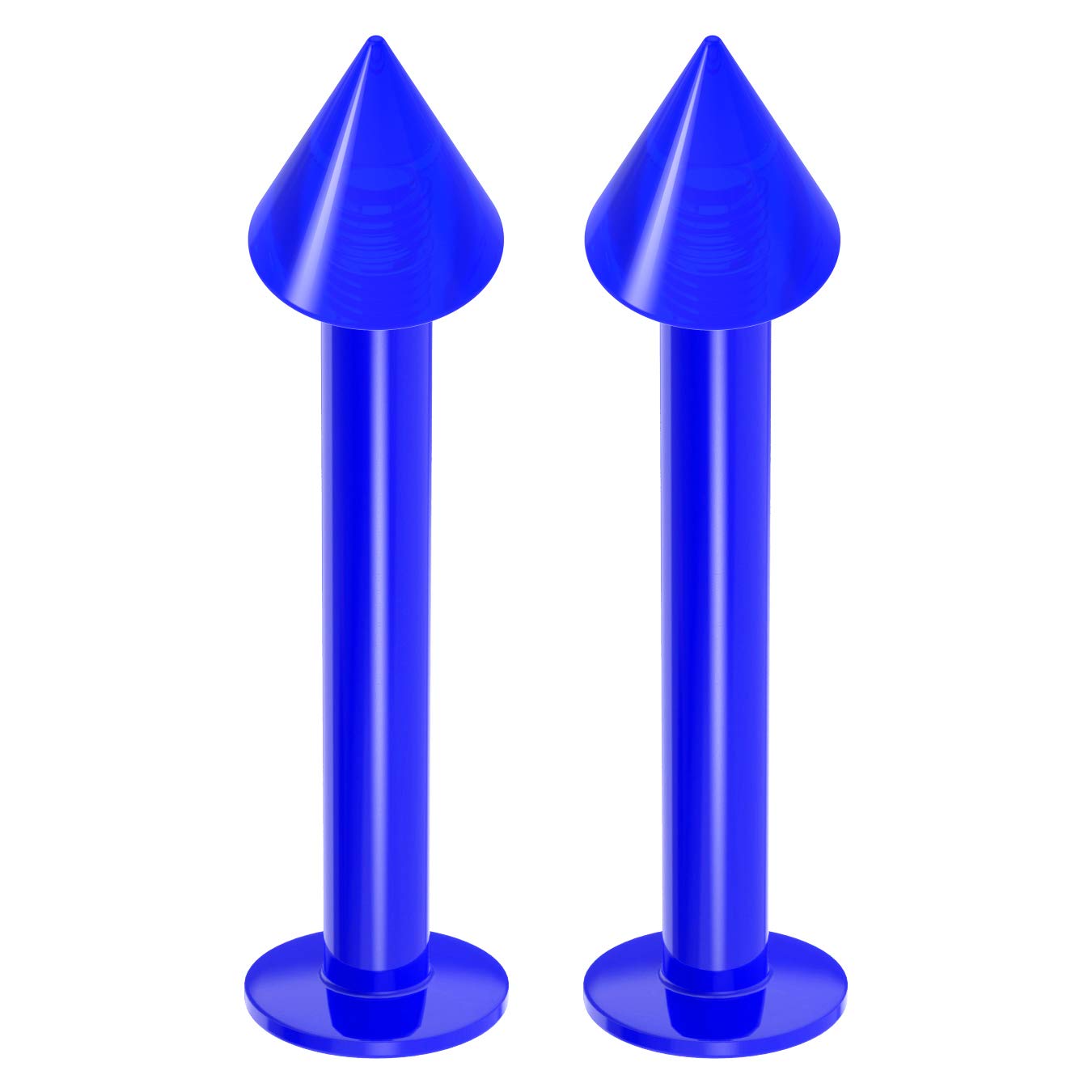 2pc 16mm Labret Bar Studs Lip Ring Monroe Tragus Snake Spider Bites Forward Helix Cartilage Dahlia Conch Blue 4mm Cone Piercing - 10mm
