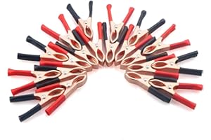 URBEST 20Pcs Black Red Copper Plated Metal Battery Clips Alligator Clamps 30A for Cars, Vehicles, Automobiles