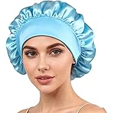 Silk Bonnet for Sleeping Women,Hair Bonnet for Sleeping for Curly Hair,Satin Bonnet Bonnets Blue