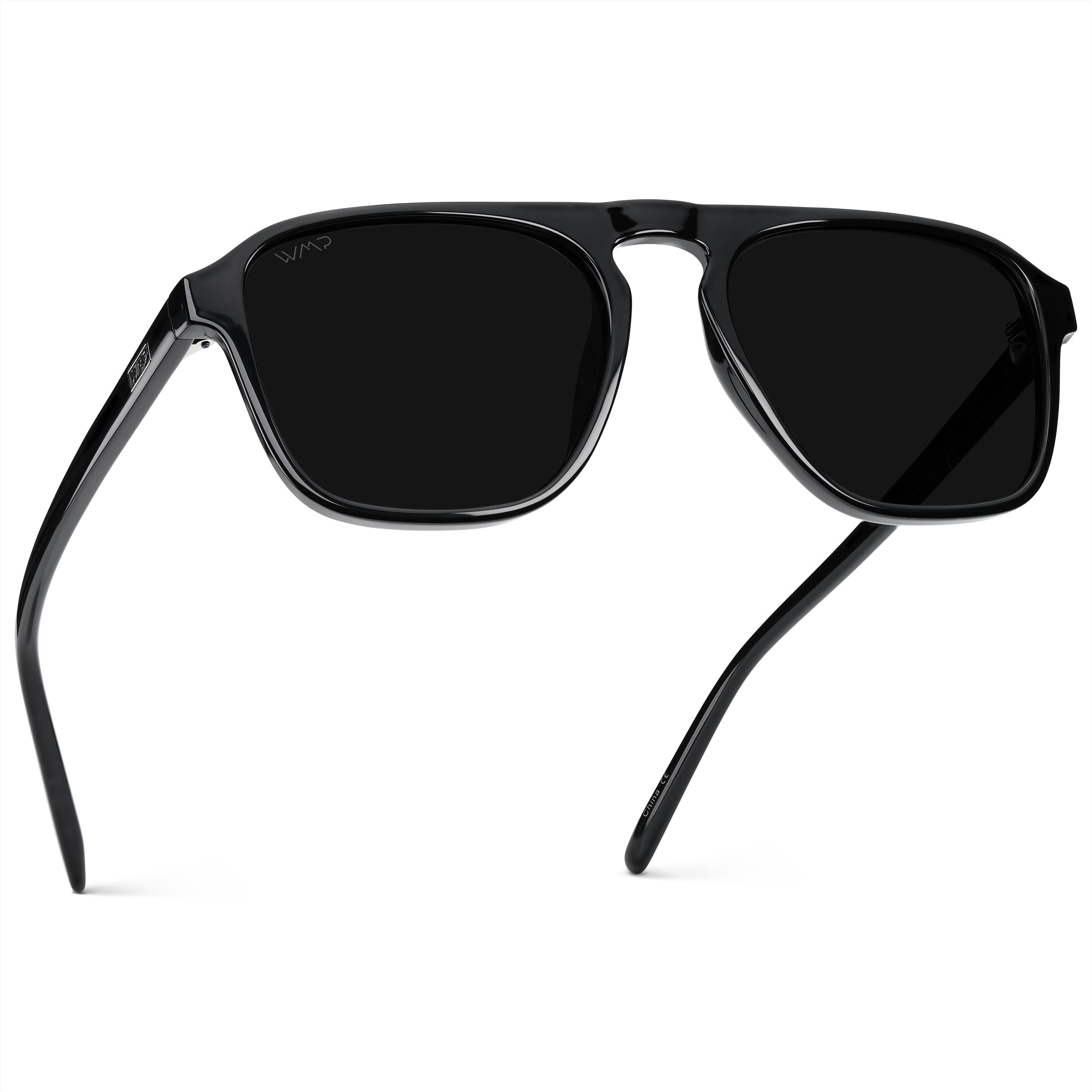 Photo 1 of WearMe Pro Polarized Modern Aviator One-Bridge Square Mens Sunglasses (Black/Triple Black Lens)