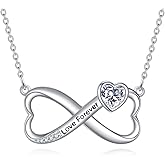 KZX Infinity Necklace 925 Sterling Silver Infinity Heart Pendant Necklace Love Forever Infinity Jewelry for Women Men