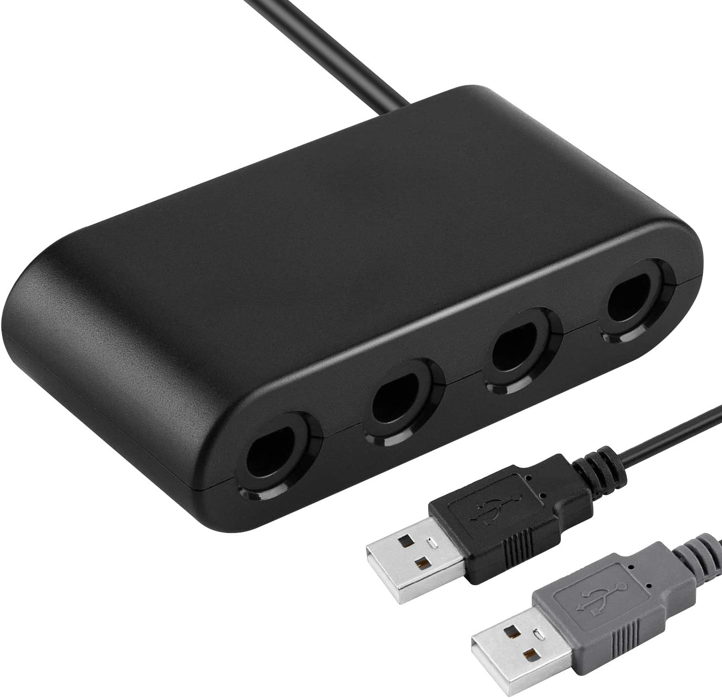 YOUKEX Wii u Gamecube Controller Adapter Switch, Super Smash Bros NGC Gamecube Adapter for Nintendo Switch, PC USB. 4 Port Black Port Gamecube Adapter