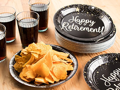 Disposable Plates - 80-Count Paper Plates, Happy Retirement Party Supplies for Appetizer, Lunch, Din - //coolthings.us