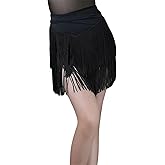 BK FASO Girls Kids Fringe Latin Dance Hip Skirt Mini Layered Tassel Swing Skirt Ballroom Tango Performance