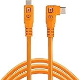 TetherPro Optima 10Gbps Gen 2 USB-C, 10' (3m), Straight to Right, High-Visibility Orange | Not Compatible with Fuji GFX Models