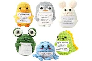 6 Pcs Positive Animals Cute Emotional Support,Funny Mini Positive Crochet Decorations,Ideal Gift for Coworker, Friend,Teacher