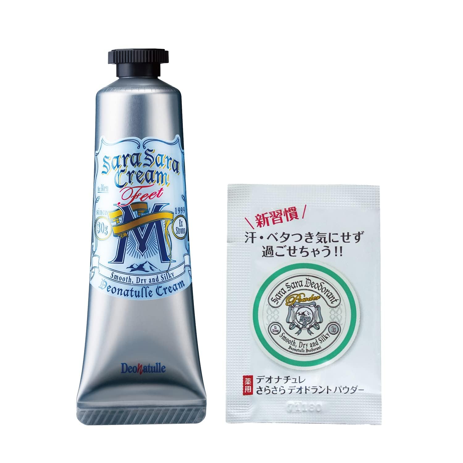 【Amazon.co.jp 限定】【医薬部外品】 デオナチュレ 男足指さらさらクリーム 男性用 メンズ 直ヌリ 制汗剤 1個(30g)さらさらパウダーサシェ付 無香料商品画像