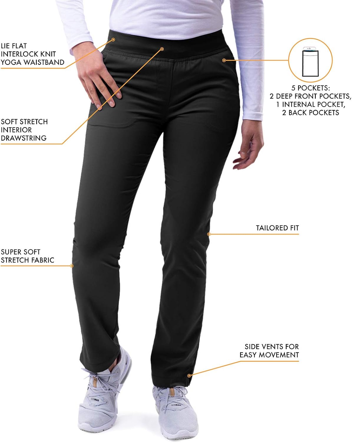 Adar Pro Core Classic Scrub Set for Women - Tailored V-Neck Scrub Top & Tailored Yoga Scrub Pants: Clothing