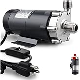 FERRODAY Brewing Wort Pump, Stainless Head Magnetic Drive for Wort Transfer | High Temp Homebrew Beer Pump with 1/2" NPT Thread, Food Grade Safe Pump with Switch, 15RM for Circulating Water