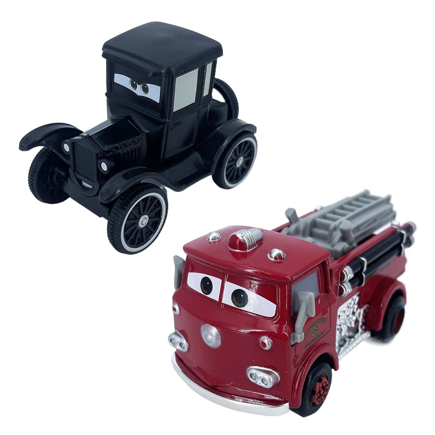 2PCS Portable Small Toy Car 1:55 Diecast Model Metal Body Racers for Preschool Kids 3+ Year Boy Gift (Red+Black)
