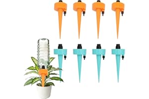 8 Pack Self Watering Spikes, Automatic Plant Irrigation Drippers, Plastic Self Watering Device with Adjustable Control Valve 