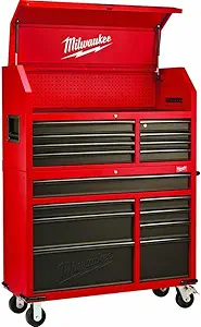 tool storage cabinets Heavy-duty, Drawer 16 Tool Chest 46 In. and Rolling Cabinet Set, Red and Black, Personal Valuables Storage Drawer with Separate Lock in the Tool Chest