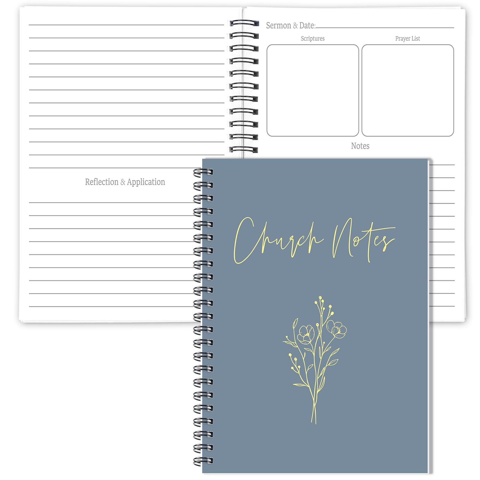 Photo 1 of Gersoniel Church Notes Journal Sermon & Podcast Christian Notebook Guided Journal to Write Key Points, Bible Verses, Notes, and Application for Men and Women Gift Idea (Misty Blue)