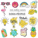 Cute Vsco Aesthetic Stickers [57PCS]- Positive, Lovely, Trendy Sticker for Laptops Hydro Flasks Water Bottle Hydroflask Phone Case Skateboard, Yellow Pink Waterproof Decals for Kids, Teens Visco Girs