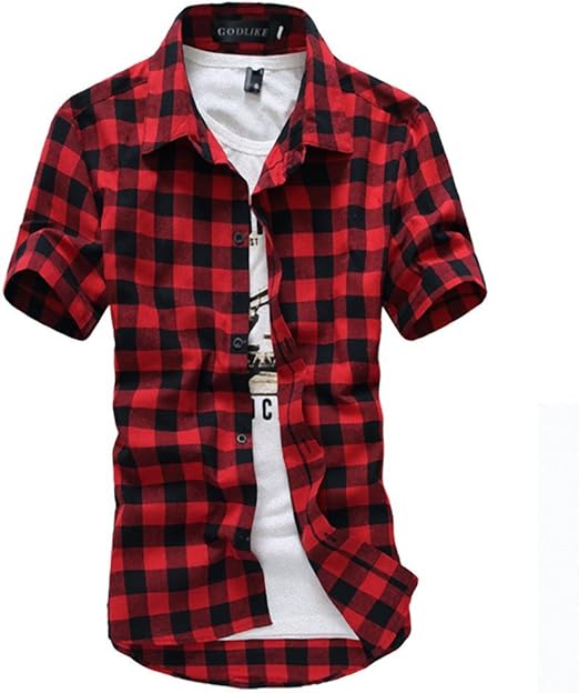 Amazon チェック シャツ メンズ 半袖 春 格子柄 おしゃれ 夏物 かっこいい ワイシャツ Tシャツ カットソー 通販