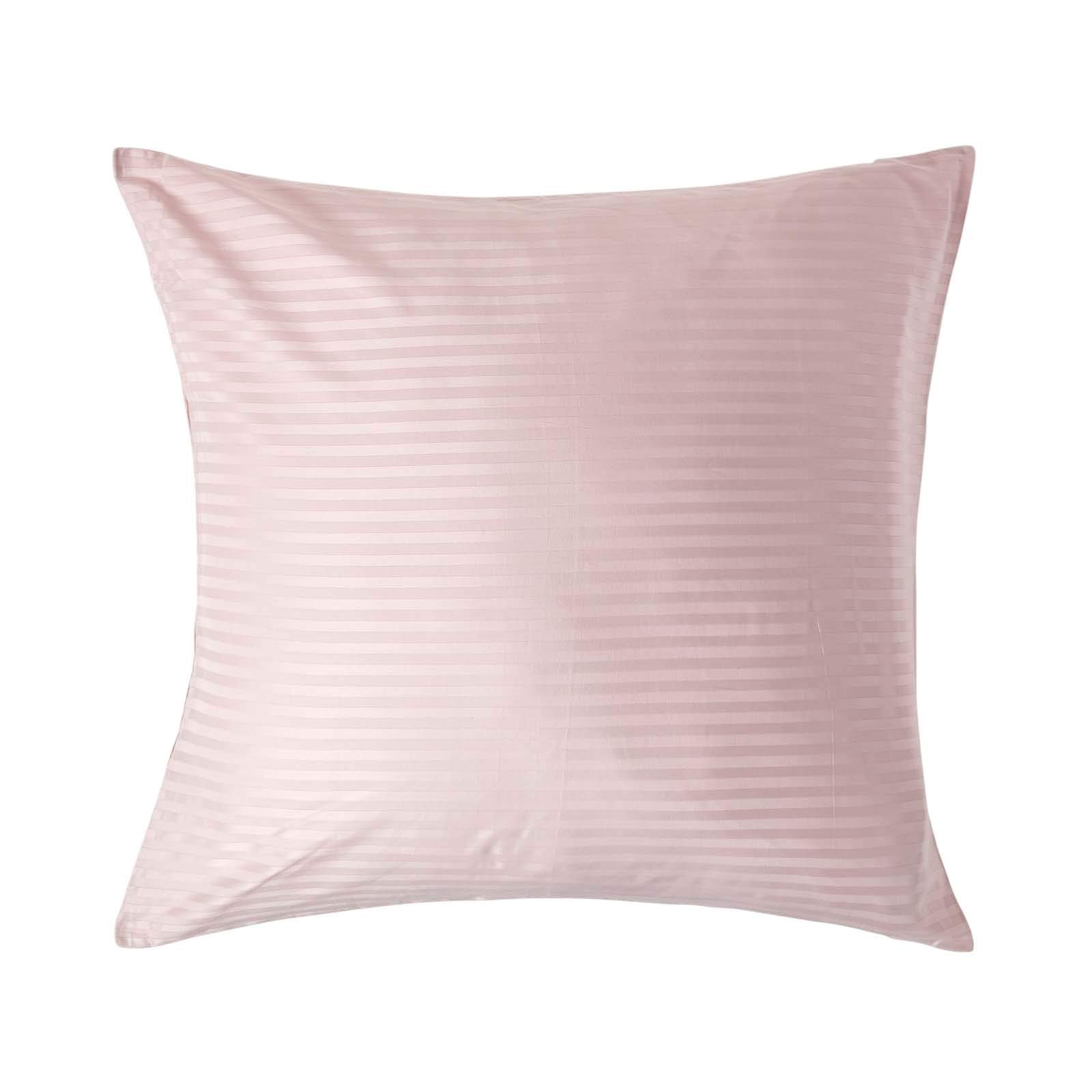 HOMESCAPES Dusky Pink Pure Egyptian Cotton Euro Size Pillowcase 80 x 80 cm 330 TC 500 Thread Count Percale Equivalent Satin Stripe Pillow Case with Zip