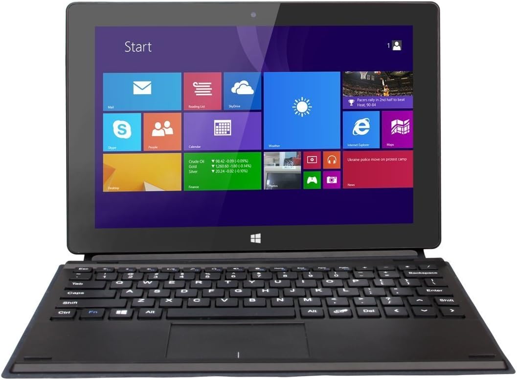 JKY 10.1" Quad Core Windows 8.1 Tablet PC with Magnetic Connection Keyboard, 2GB RAM 32GB ROM, Intel Atom CPU Z3735F 1.33GHz,2.0MP+5.0MP Dual Camera, 1280x800 IPS Display, Bluetooth 4.0