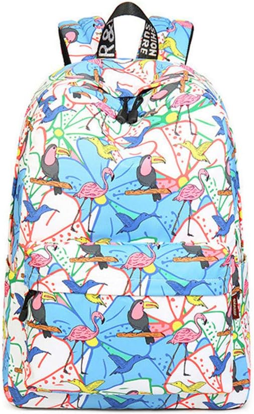 PPTENGyue 15.6 Inch Waterproof Fabric Women Backpack Cute Birds Pattern Printing Large Capacity Female Bookbags
