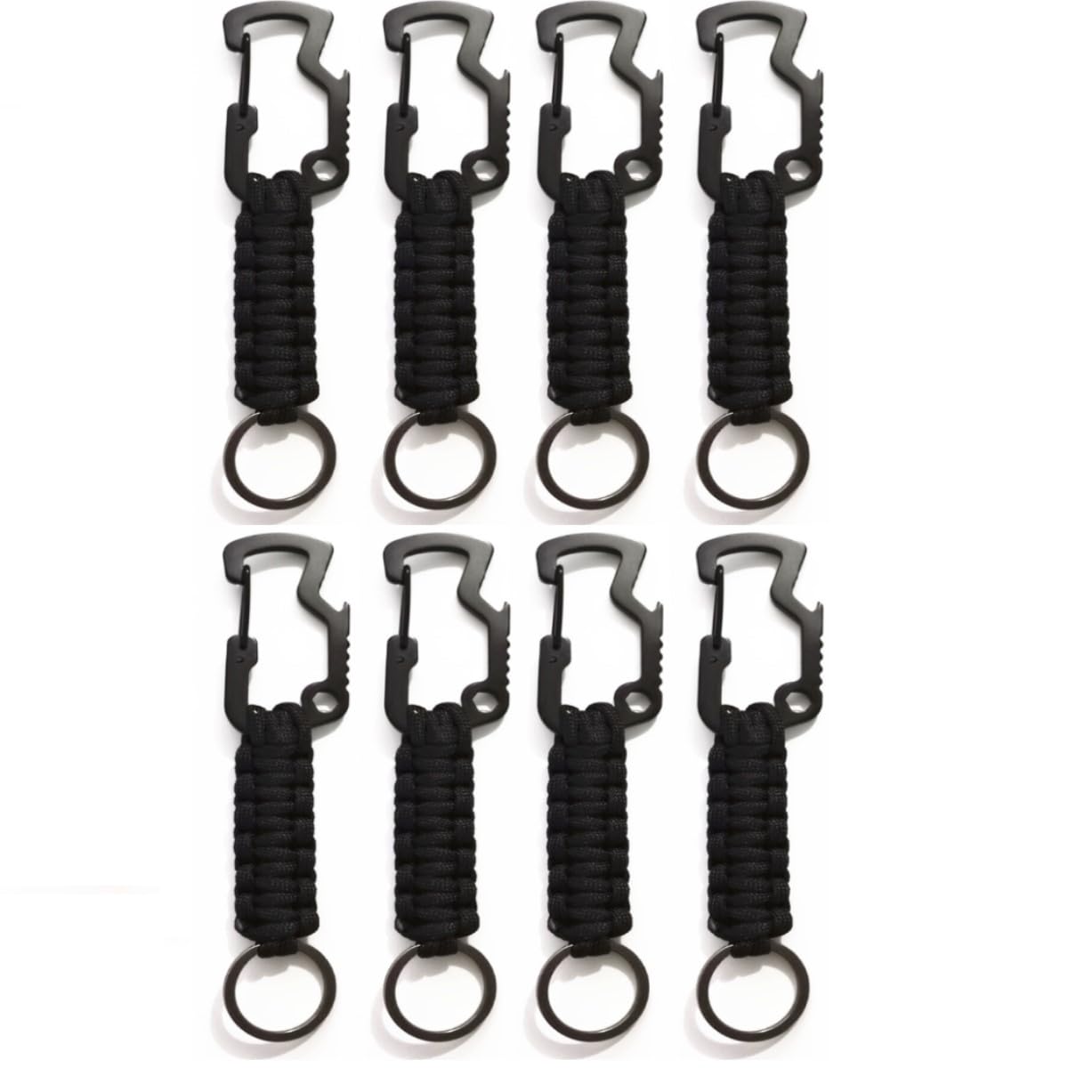 HOUSON 8PCS Paracord Keychain with Carabiner, Braided Lanyard Ring Hook Clip Snap Hook Carabiner Clips Hangers Lanyard Key Chain