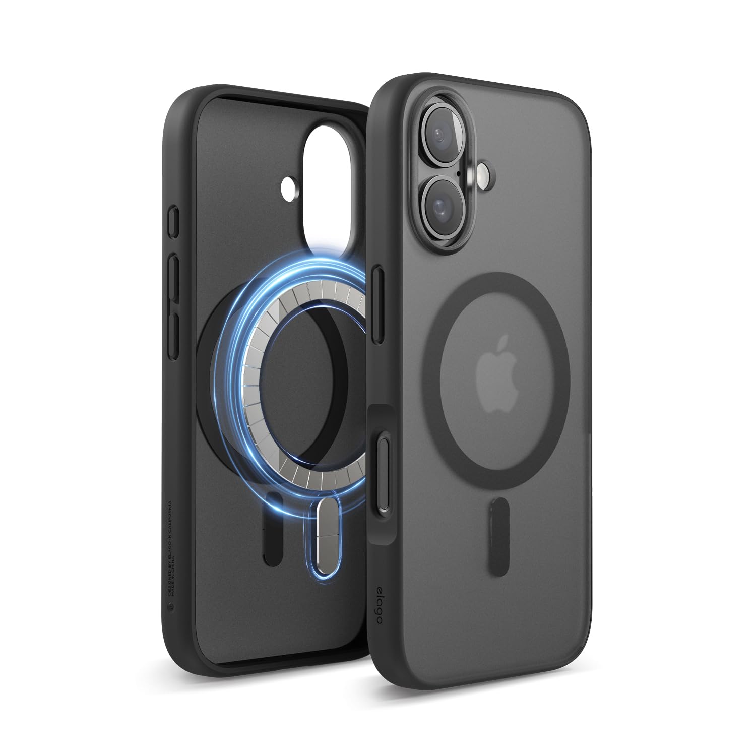 elago Magnetic Hybrid Clear Case Compatible with iPhone 16 Case Cover 6.1" - Compatible with MagSafe, PC + TPU Hybrid Technology, Shockproof bumper, Raised Camera Protection (Matt Black)