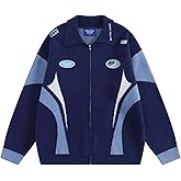 Aelfric Eden Cardigan Sweater for Women Men Racing Patchwork Zip Up Cardigans Graphic Casual Y2k 2025 Outfits