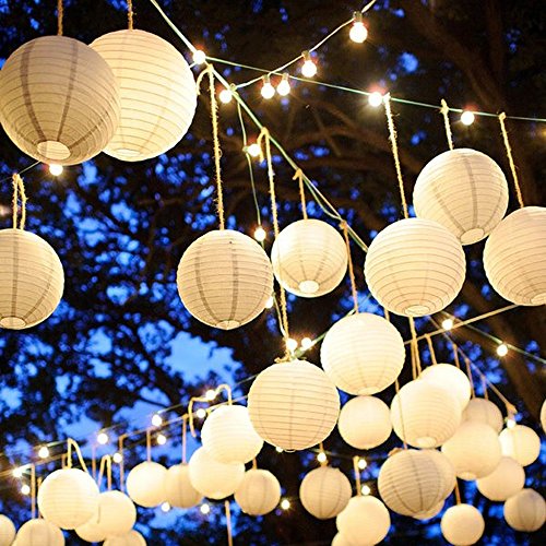 Novelty Place 8 inch White Paper Lanterns (Pack of 10) - Great Chinese/Japanese Home, Party & Wedding Decorations
