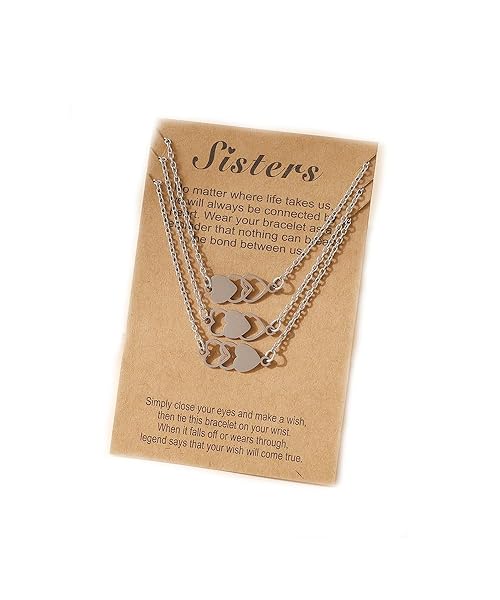 VGRDTW 3-Piece BFF Necklace Set for Girls -Heart Friendship Jewellery, Adjustable 45+5cm Chain, Matching Trio Gift for Best Friends, Daily Wear & Special Occasions